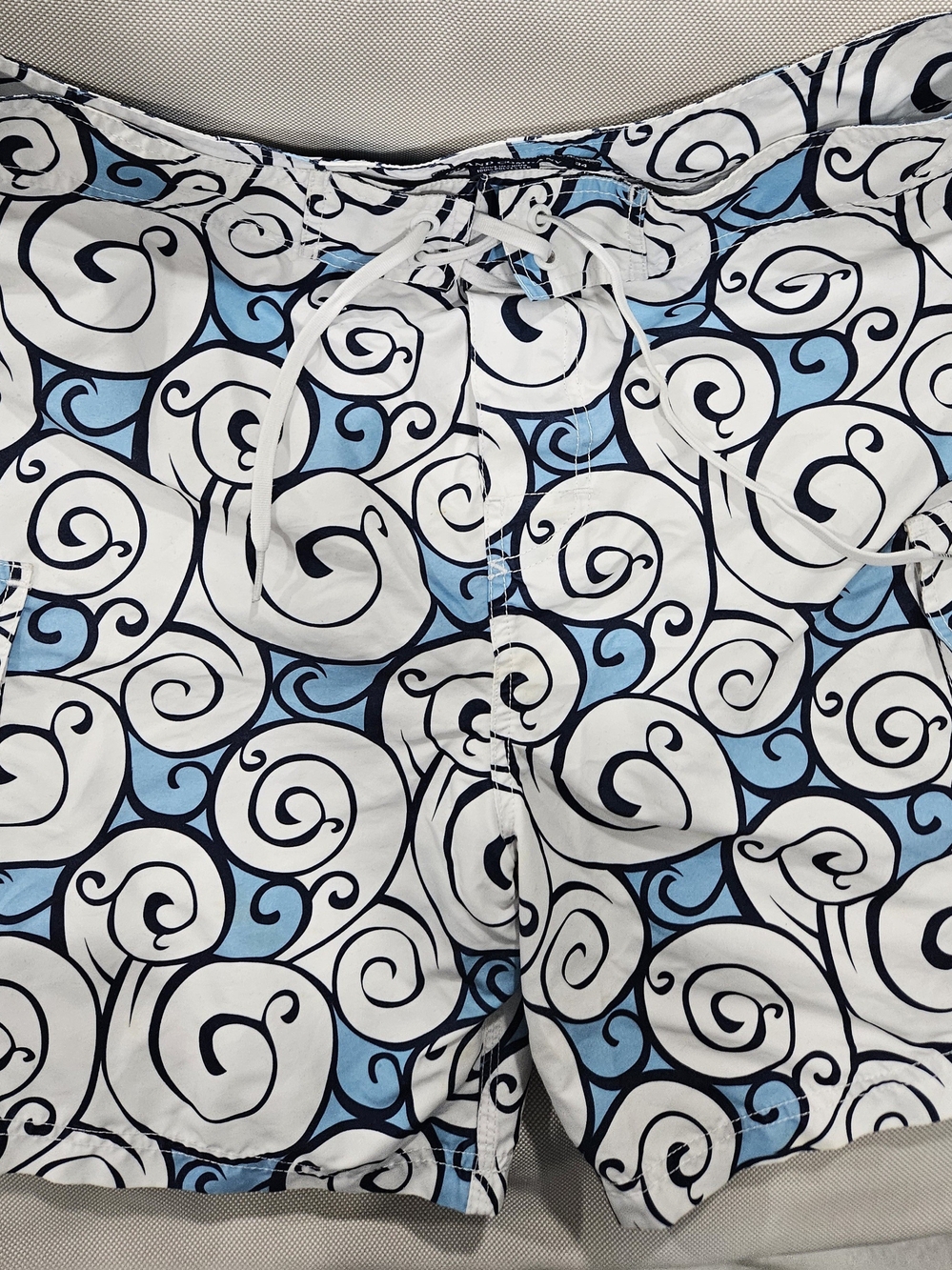 Island Company White, Light Blue & Navy Swirl Board Shorts